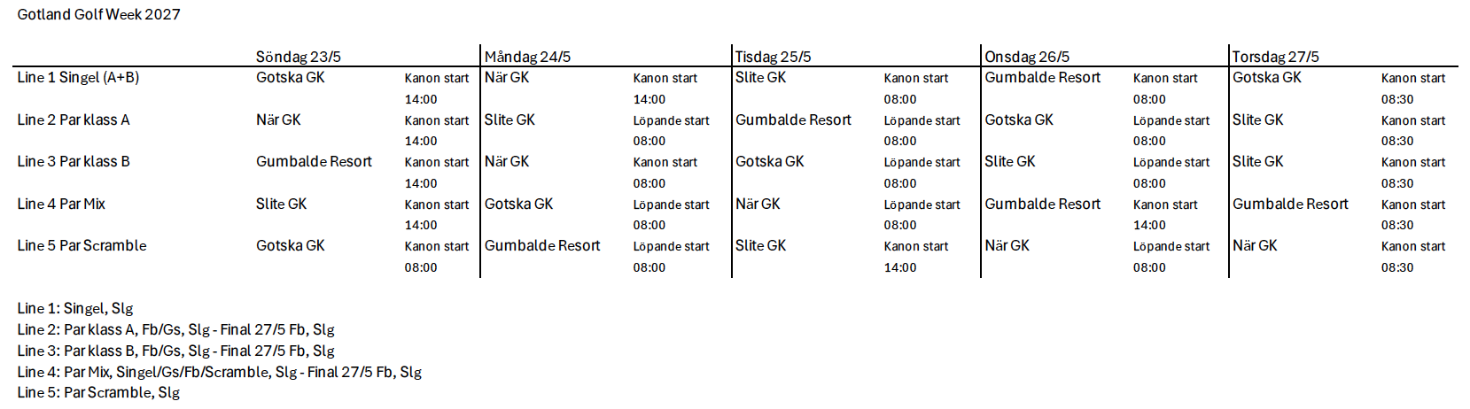 Tävlingskalender 2027